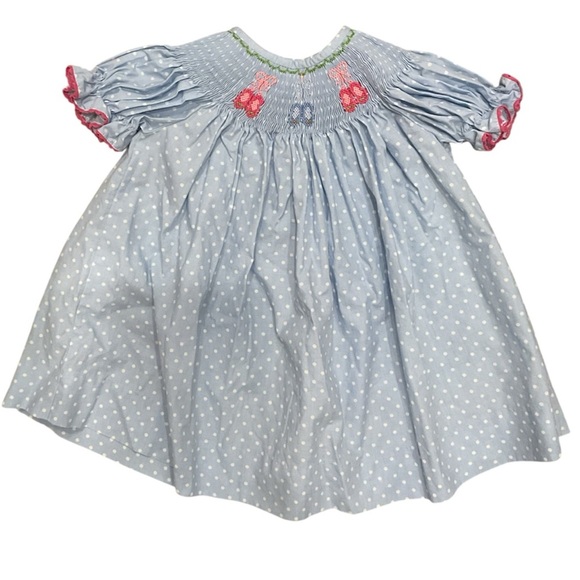 Smocked Giraffe Ballet Slipper Girl’s Dance Polka Dot Dress - Picture 1 of 6